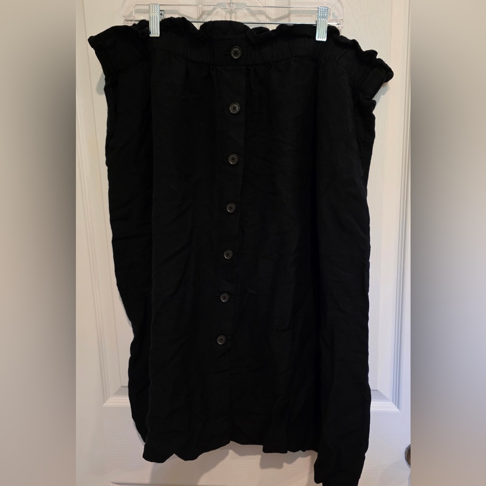 Madewell Black Linen Button-Down Women's Skirt